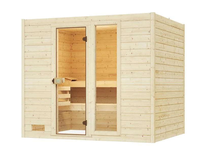 Weka Massivholzsauna Valida 4 GTF, inkl. 9 kW Ofen digitale Steuerng (OS), Ganzglastür und Fenster - Image 2