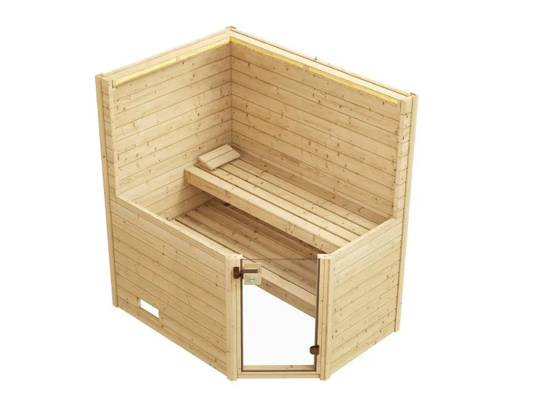 Weka Massivholzsauna Valida Eck 1 GTF, inkl. 4,5 kW Ofen digitale Steuerung (OS), mit Ganzglastür un - Image 4
