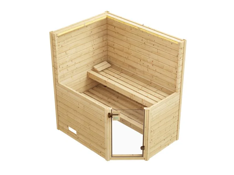 Weka Massivholzsauna Valida Eck 1 GTF, inkl. 7,5 kW Bioofen digitale Steuerung (BioS), mit Ganzglast - Image 6