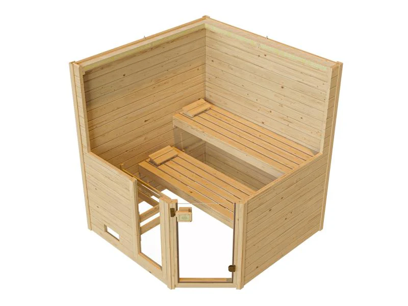 Weka Massivholzsauna Valida Eck 2 GTF, inkl. 9 kW Ofen Kompakt integr. Steuerung, Ganzglastür und Fe - Image 7