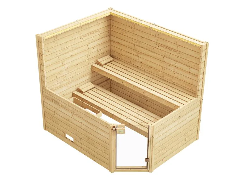 Weka Massivholzsauna Valida Eck 3 GT, inkl. 9 kW Bioofen mit digitaler Steuerung (BioS), Ganzglastür - Image 7