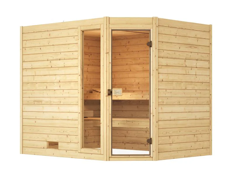 Weka Massivholzsauna Valida Eck 3 GTF, inkl. 9 kW Bioofen mit digitaler Steuerung (BioS), Ganzglastü - Image 2