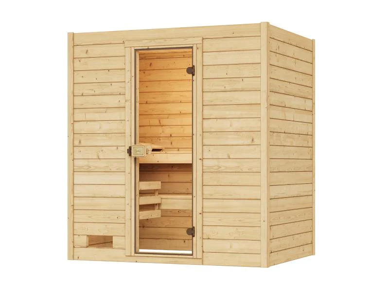 Weka Massivholzsauna Valida Gr. 2 GT, inkl. 7,5 kW Bioofen mit digitaler Steuerung (BioS), Ganzglast - Image 2