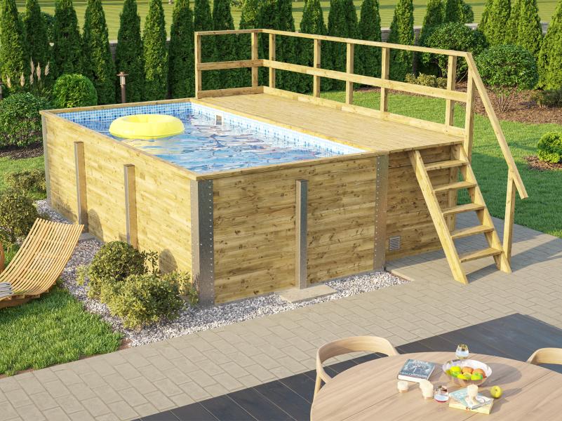 Weka Pool 595 Gr. 1 Folie blau/mosaic inkl. Sandfilteranlage und Technikraum