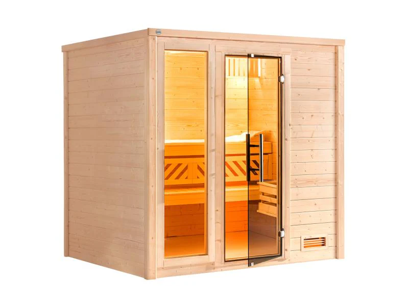 Weka Premium Sauna Bergen 2, inkl. Sparset mit 7,5 kW Bios inkl. Steuerung, Ganzglastür und Fenster - Image 2