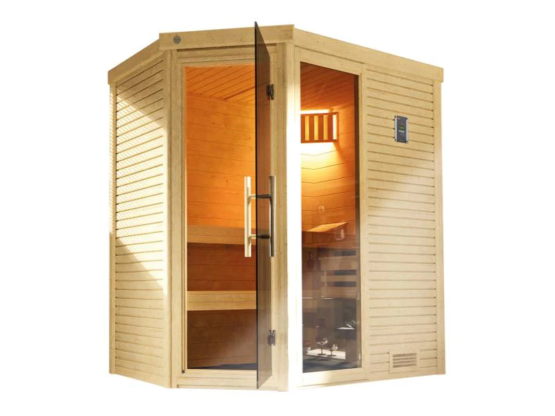 Weka Sauna Cubilis Eck 1, inkl. 4,5 kW Ofen inkl. digitaler Steuerung (OS), mit Glastür, Fenster und - Image 3