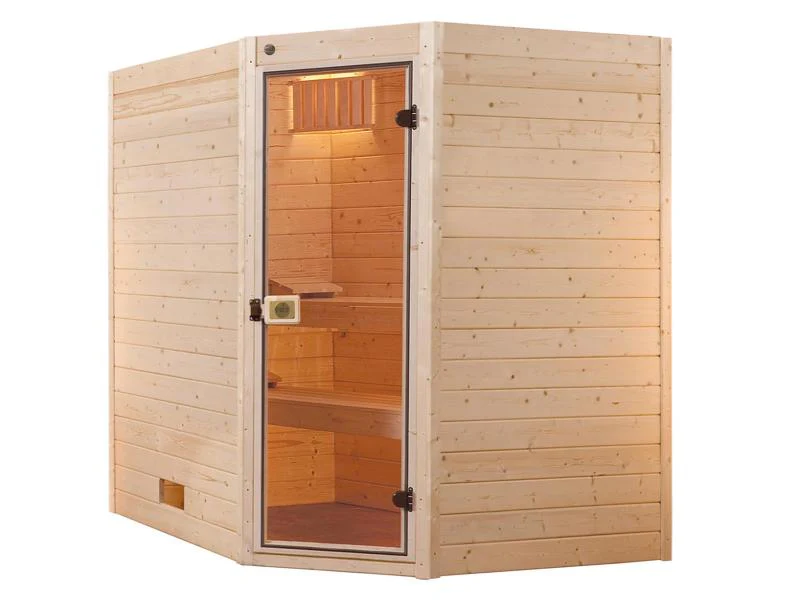 Weka Sauna VALIDA Eck Gr. 4 im Set 9 kW Ofen Kompakt integr. Steuerung, Glastür - Image 2