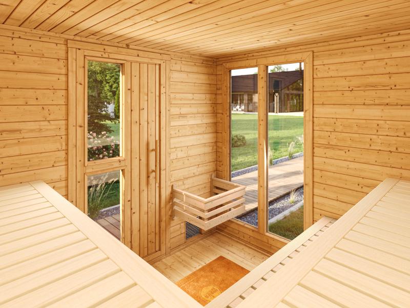 Weka Saunahaus 45 mm Kuopio mit Fenster und 9 kW OS-Ofenset, anthrazit - Image 9