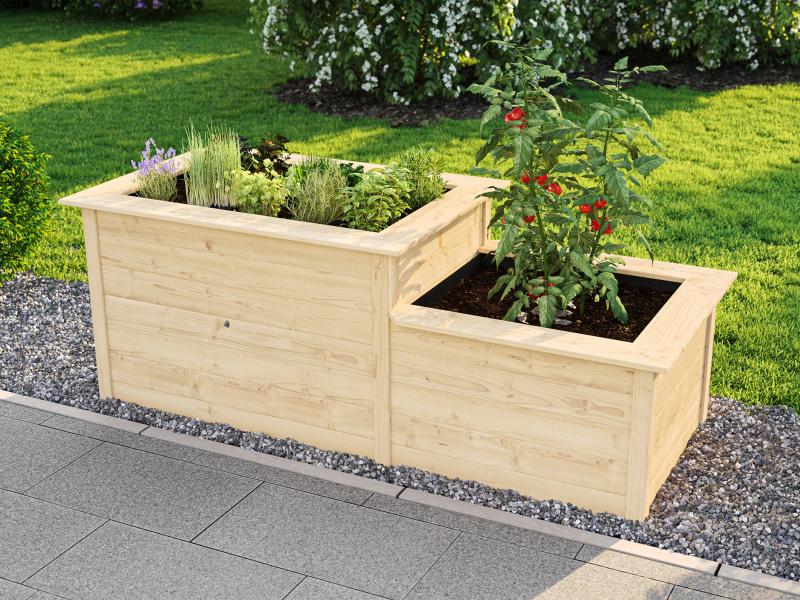 Weka Stufenhochbeet 205 x 79 cm, natur
