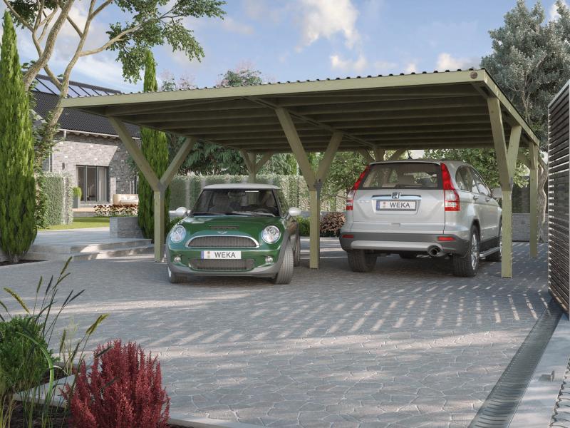 Weka Y-Carport Duo mit Stahl-Dacheindeckung