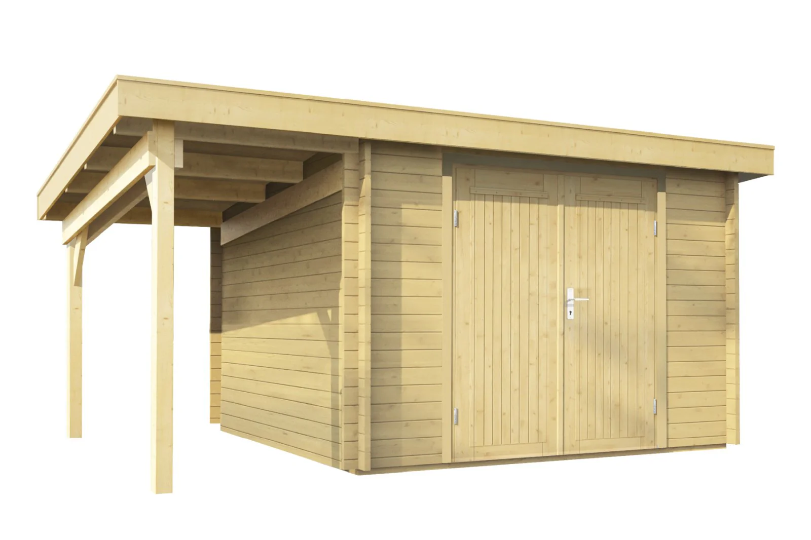 Wolff Finnhaus Gartenhaus Emelie 4324, 34 mm, mit Vollholztür, Seitendach und Fußboden - Image 2