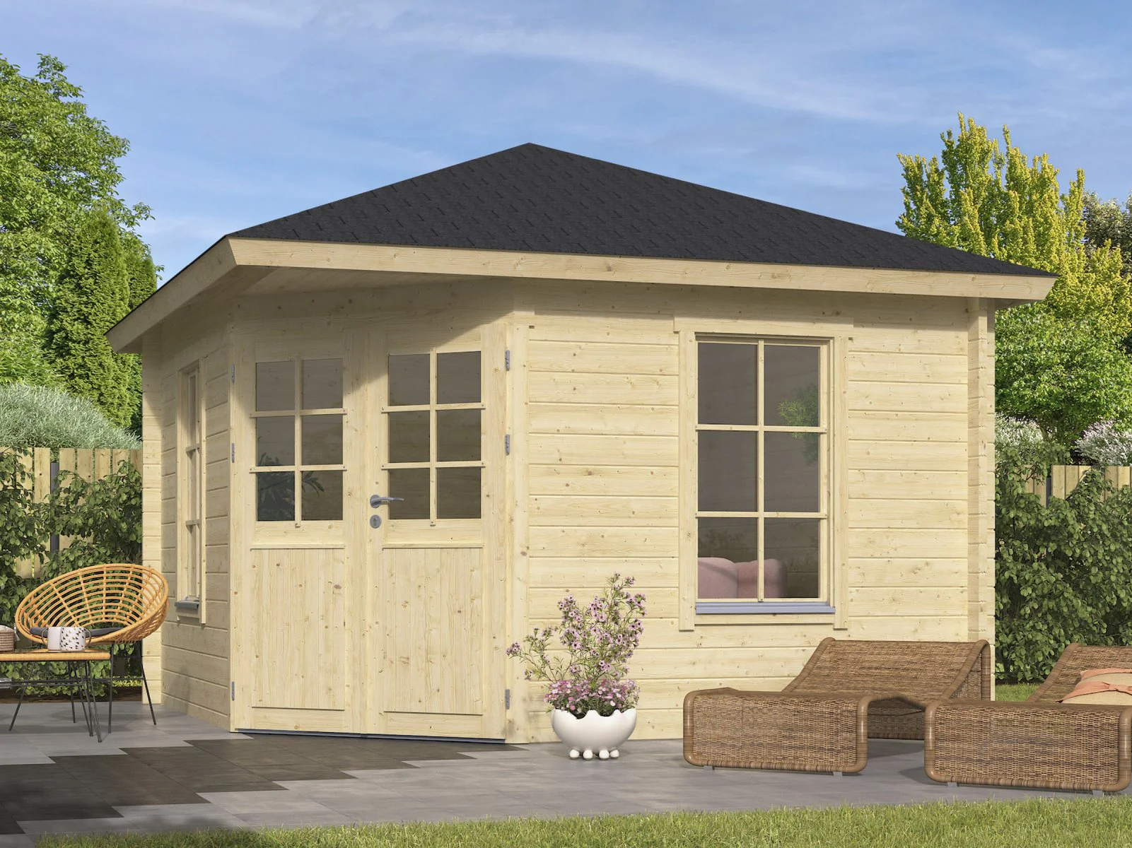 Wolff Finnhaus Gartenhaus Gena 3333, 44 mm
