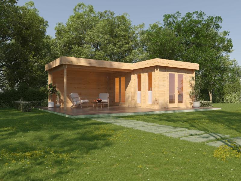 Wolff Finnhaus Gartenhaus Hermosa 6848, 44 mm, inkl. Fußboden