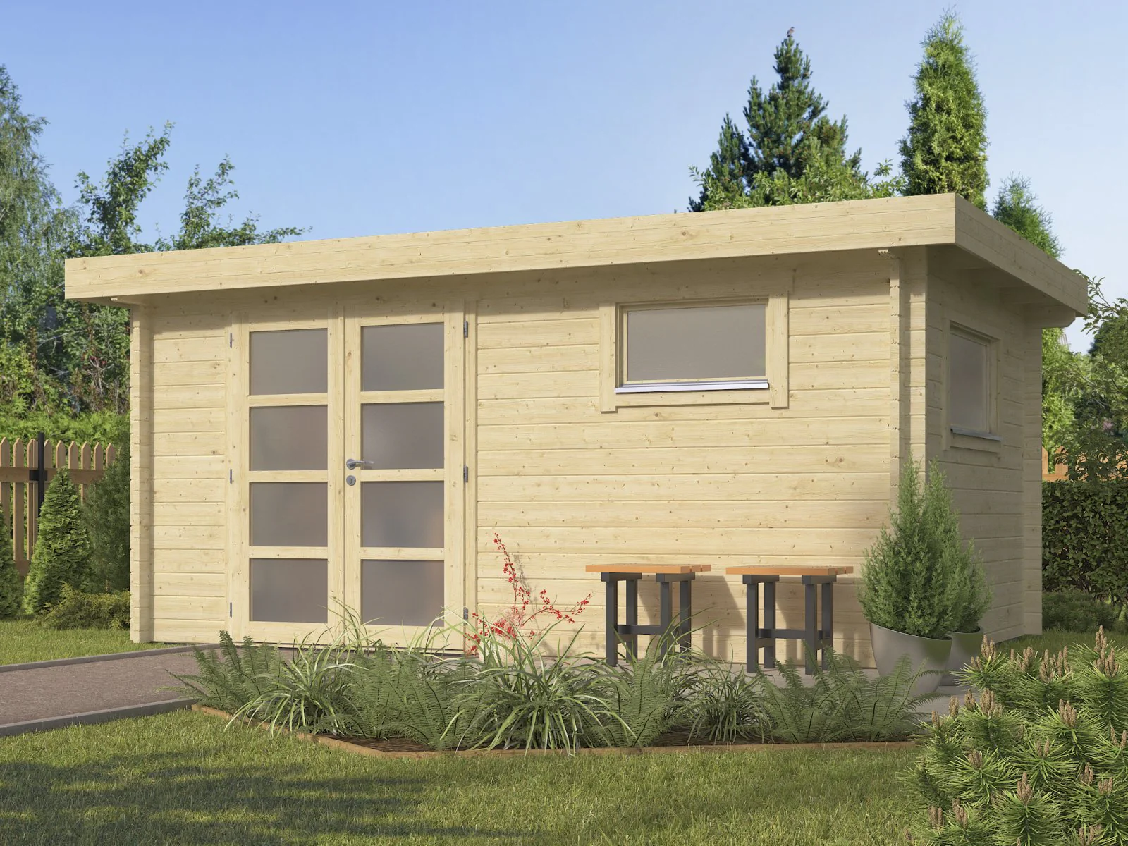 Wolff Finnhaus Gartenhaus Levke 4529, 44 mm, inkl. Fußboden
