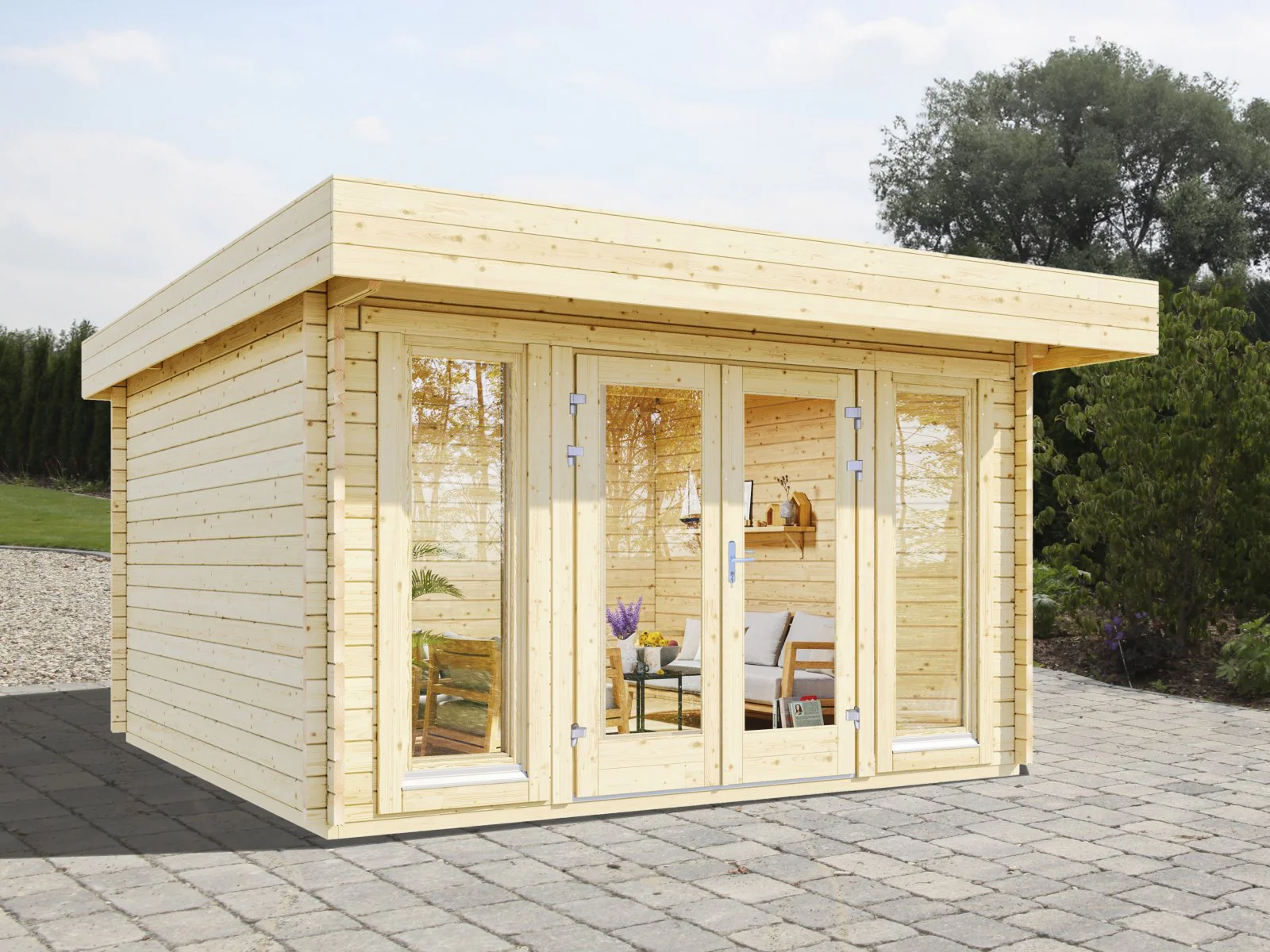 Wolff Finnhaus Gartenhaus Mira 3630, 70 XL, inkl. Fußboden
