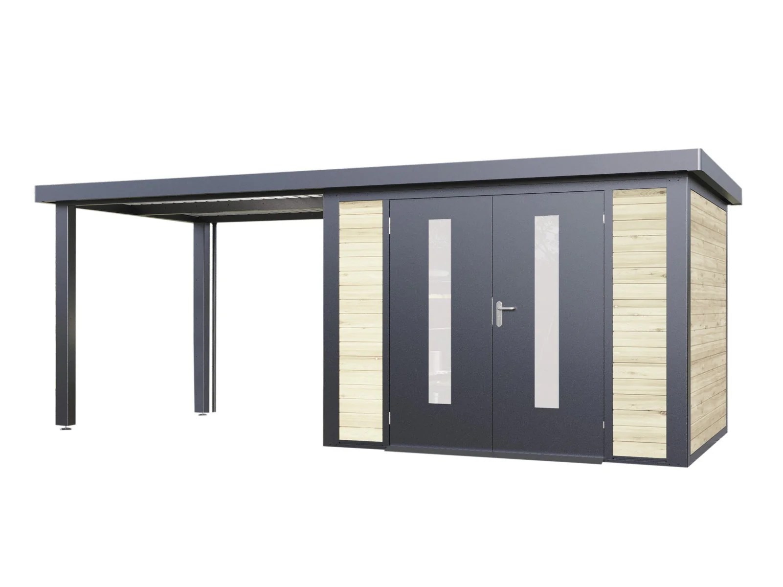 Wolff Finnhaus Hybrid-Gartenhaus Alvar 5924, 28 mm, inkl. Anbaudach, Naturbelassen - Image 3