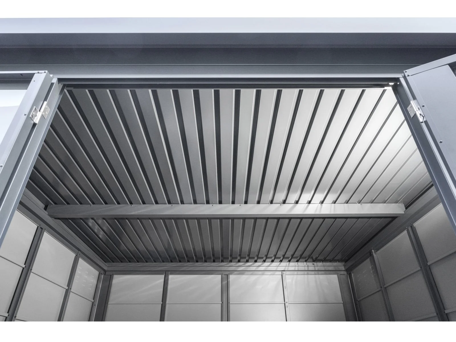 Wolff Finnhaus Metallgartenhaus Linnea 4620, Felsgrau, inkl. Seitendach - Image 7