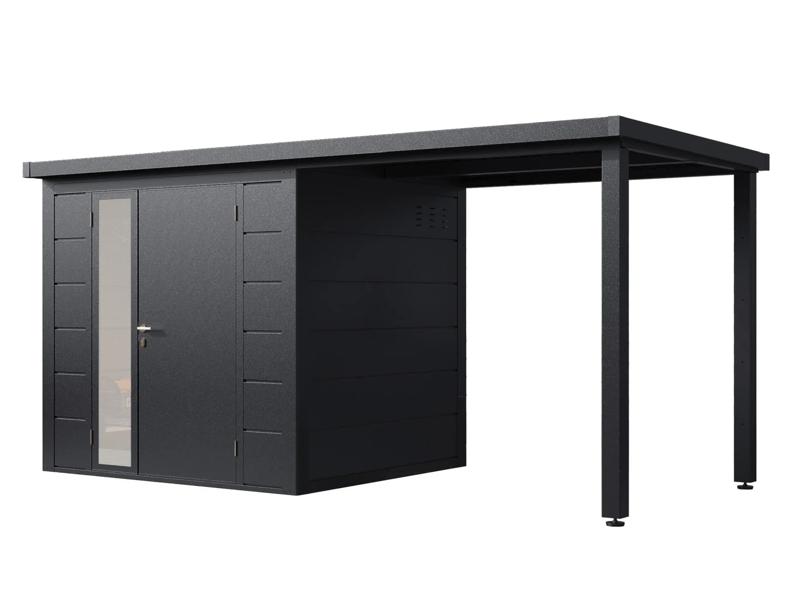 Wolff Finnhaus Metallgartenhaus Linnea 5223, Anthrazit, inkl. Seitendach - Image 3