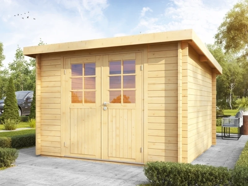 Wolff Finnhaus Pia 3024 mit Halbglastür naturbelassen