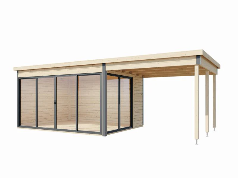 Wolff Finnhaus Pultdachhaus Studio 44-D mit Seitendach, natur - Image 2