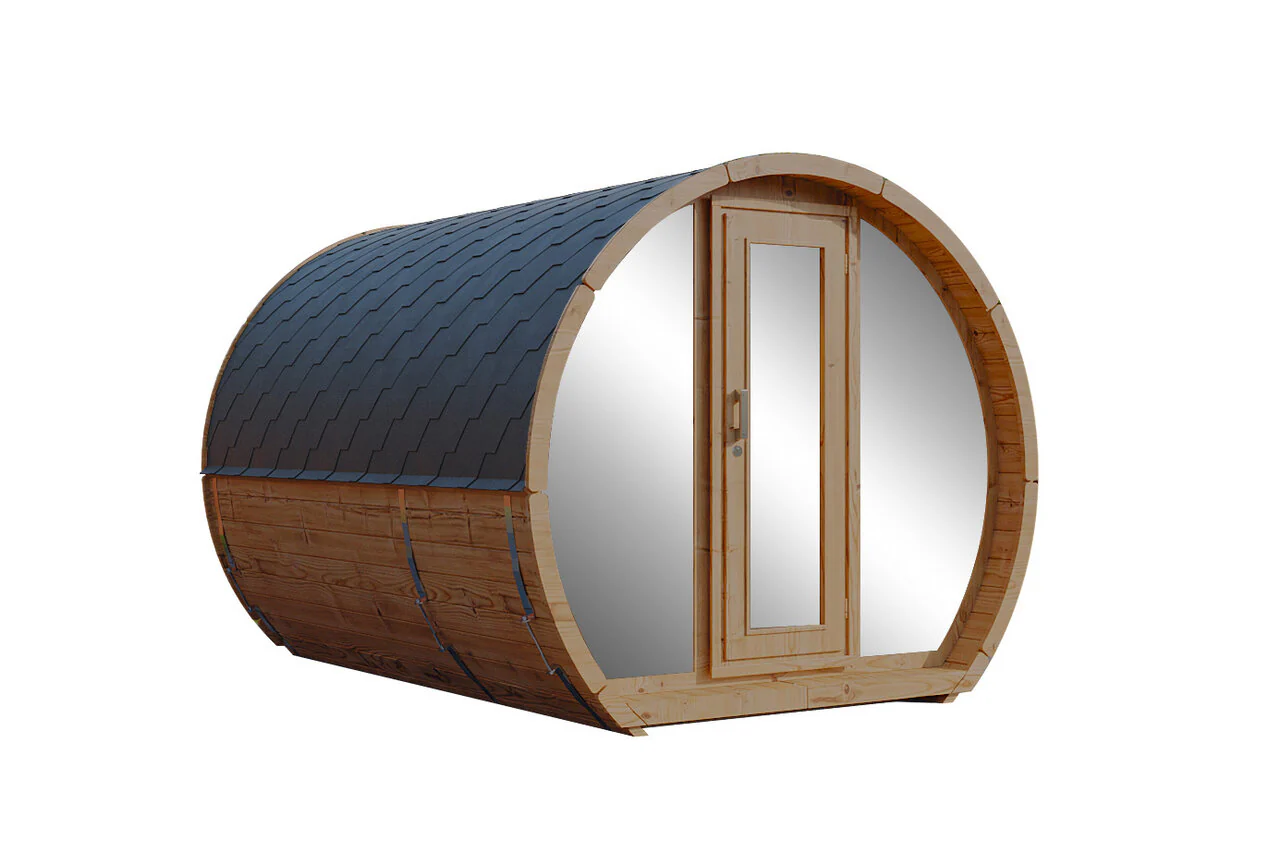 Wolff Finnhaus Saunafass Senta 2333 Thermoholz Bausatz mit schwarzen Dachschindeln - Image 2