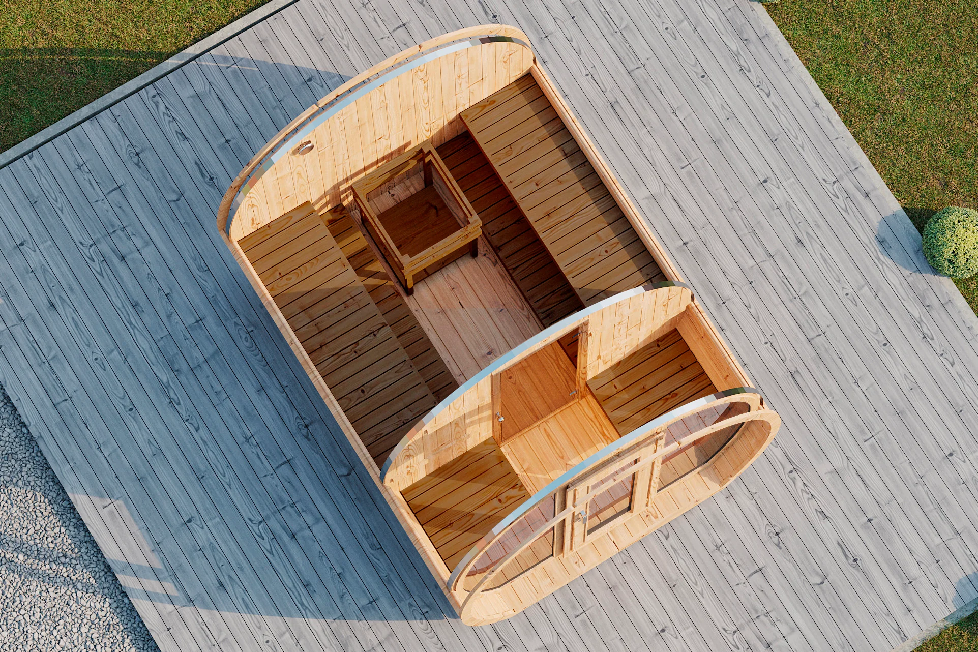 Wolff Finnhaus Saunafass Senta 2333 Thermoholz Bausatz mit schwarzen Dachschindeln - Image 4