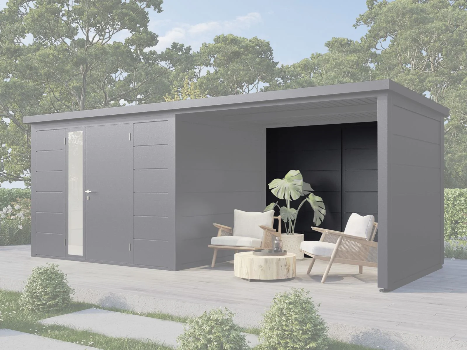 Wolff Finnhaus Seiten-/ Rückwand 29 Metall, Anthrazit