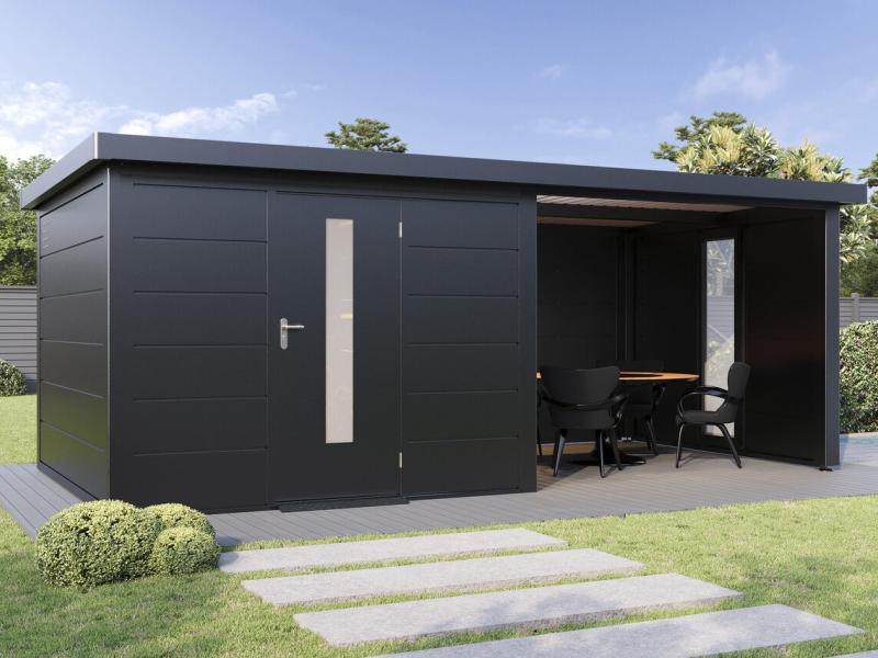 Wolff Finnhaus Seiten-/Rückwand mit feststehendem Fenster, Metall 30