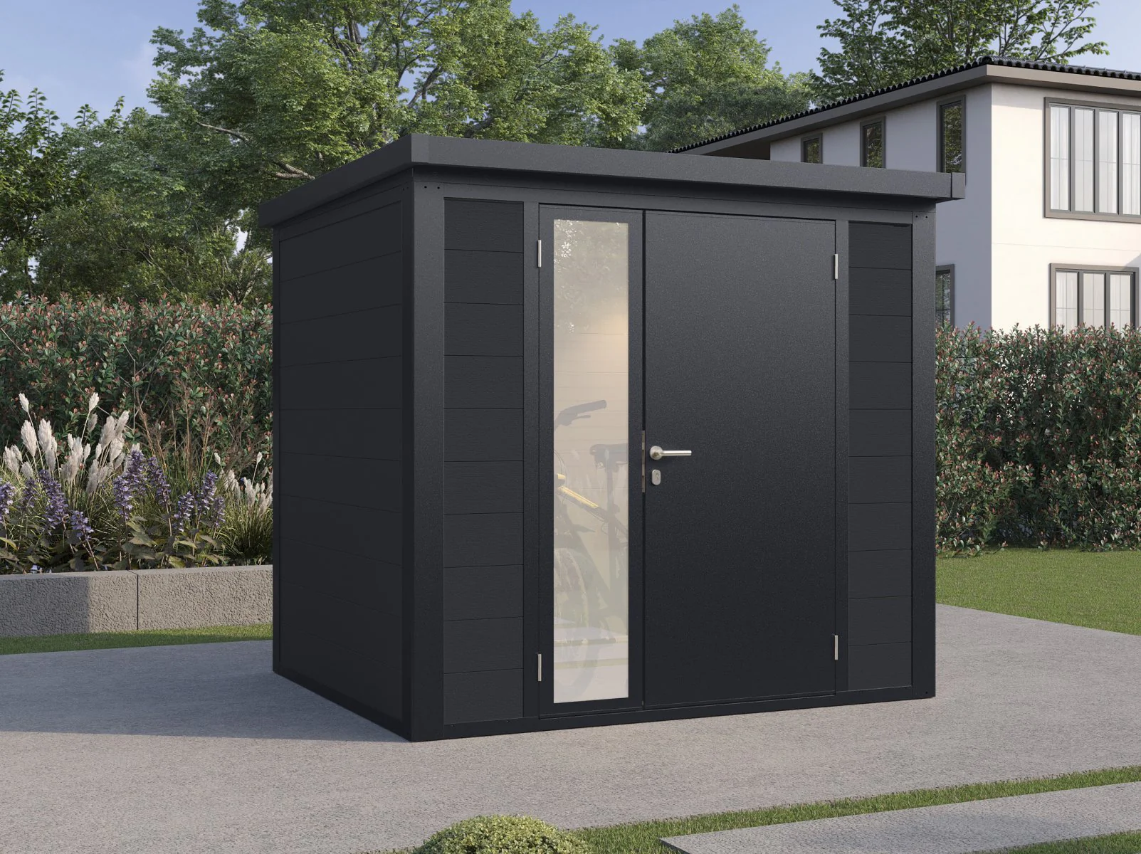 Wolff Finnhaus WPC-Haus Asger 2320, 19 mm, 2-farbig in Anthrazit/Hellgrau