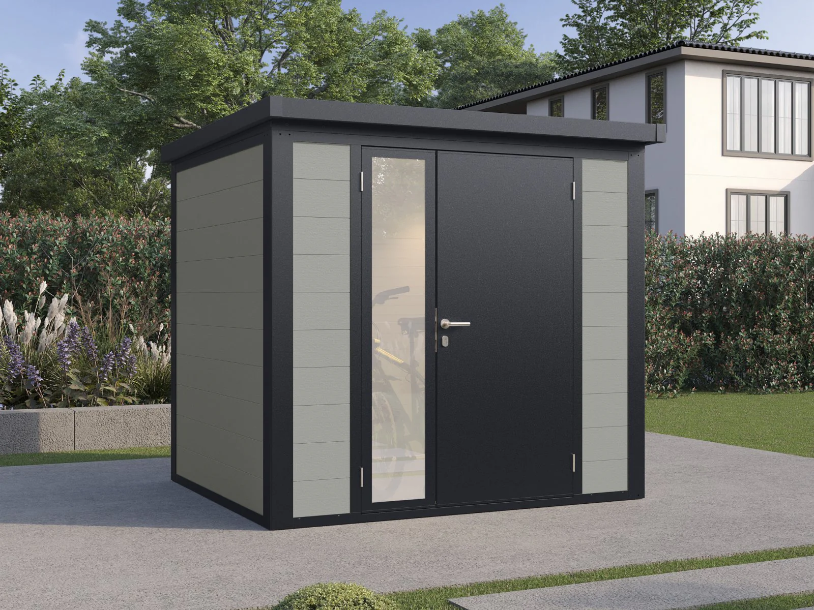 Wolff Finnhaus WPC-Haus Asger 2320, 19 mm, 2-farbig in Anthrazit/Hellgrau - Image 2
