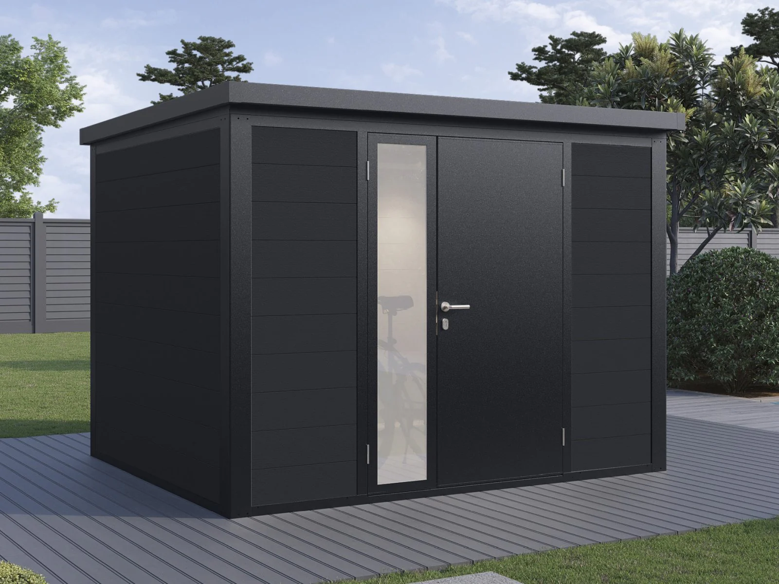 Wolff Finnhaus WPC-Haus Asger 2923, 19 mm, 2-farbig in Anthrazit/Hellgrau