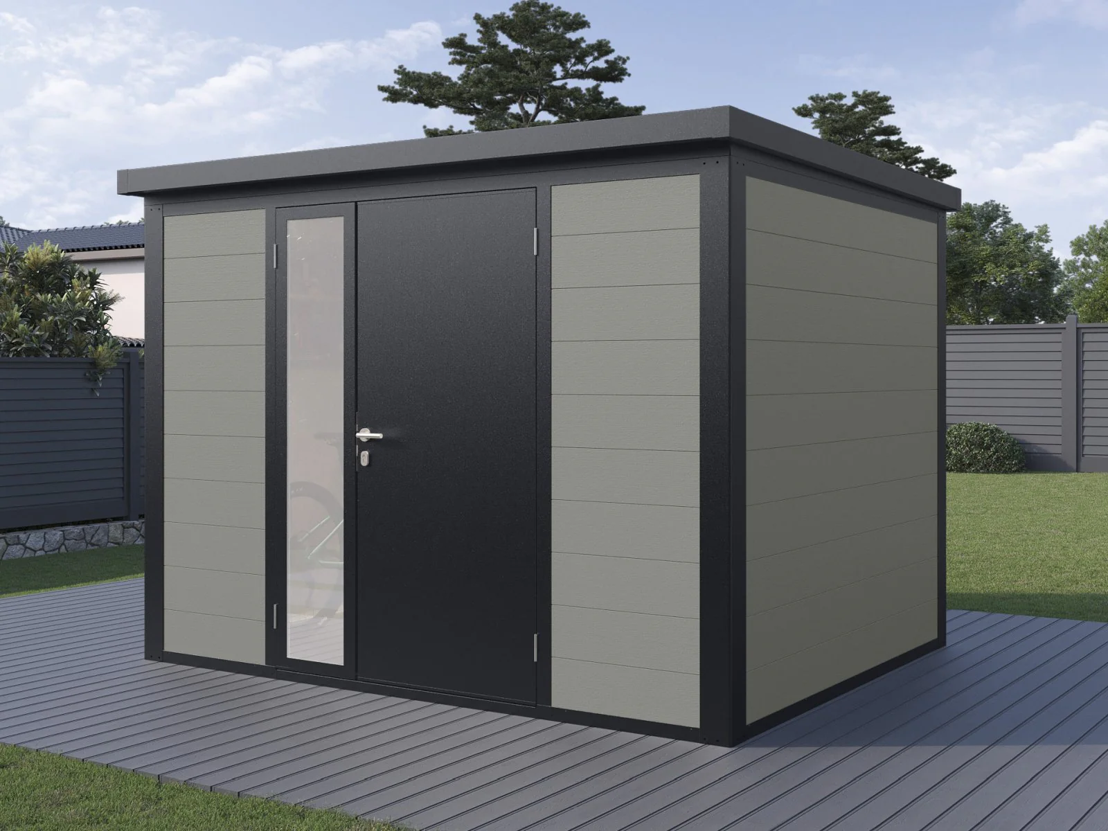 Wolff Finnhaus WPC-Haus Asger 2923, 19 mm, 2-farbig in Anthrazit/Hellgrau - Image 2