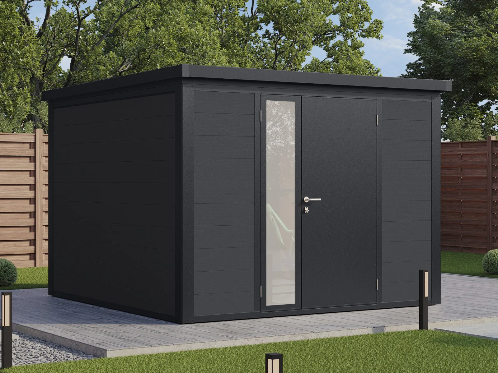 Wolff Finnhaus WPC-Haus Asger 2929, 19 mm, 2-farbig in Anthrazit/Hellgrau