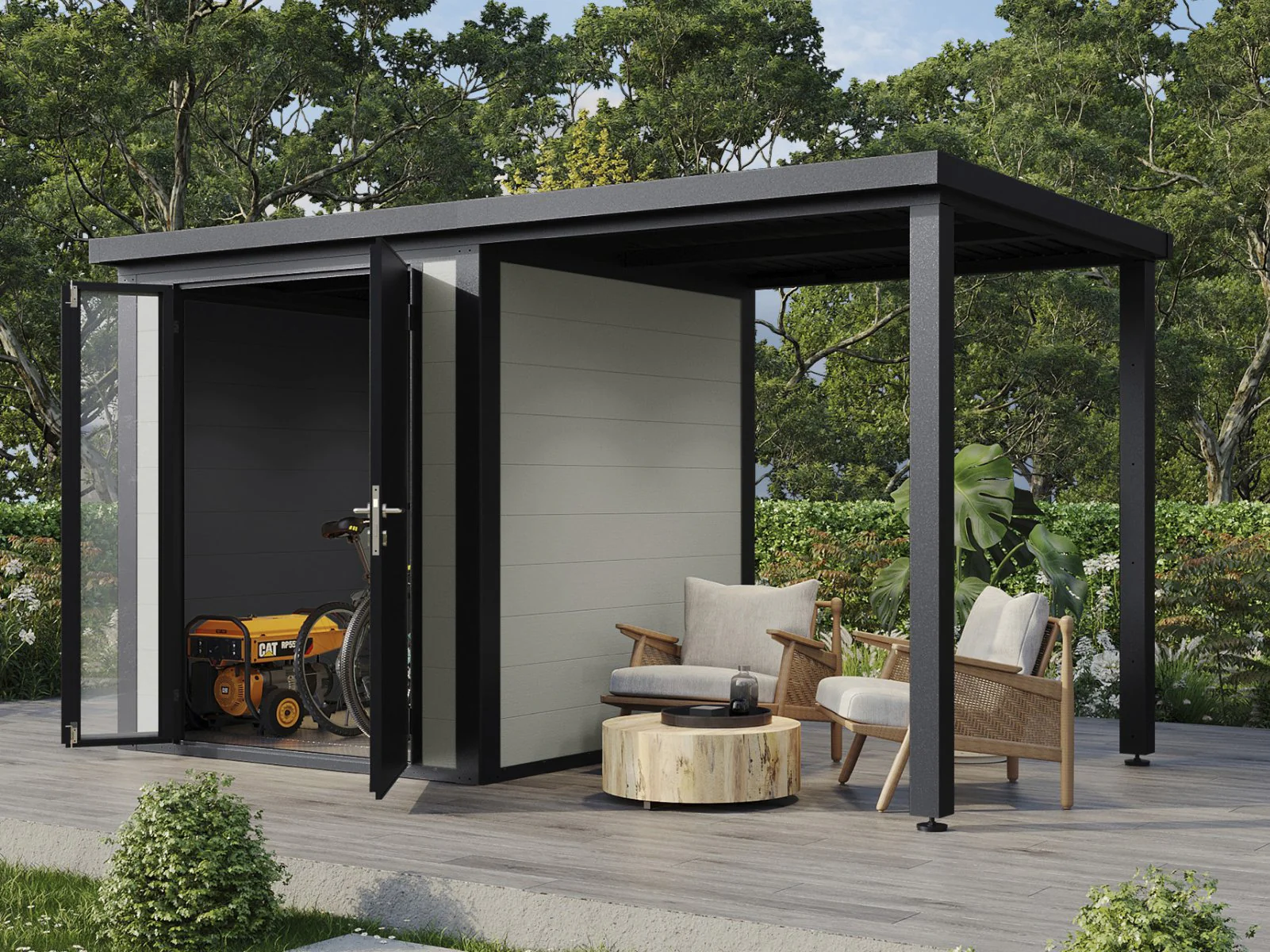 Wolff Finnhaus WPC-Haus Juna 4020, 19 mm, 2-farbig in Anthrazit/Hellgrau - Image 3