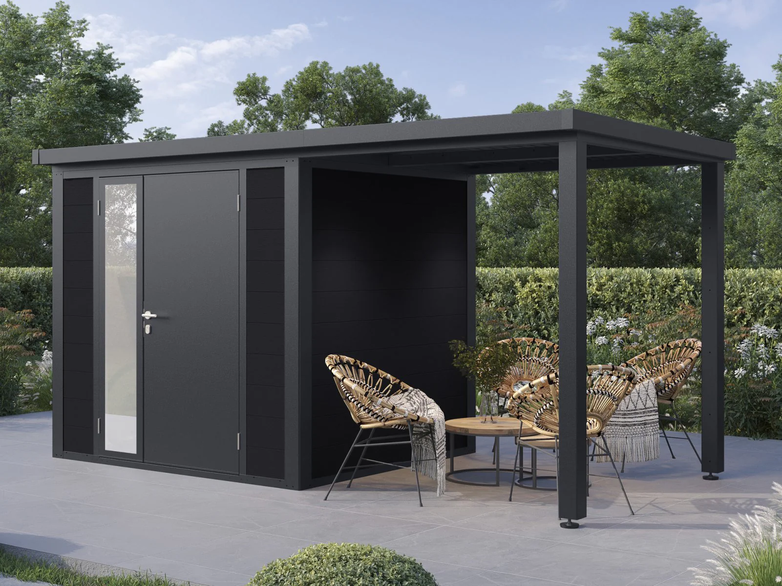 Wolff Finnhaus WPC-Haus Juna 4320, 19 mm, 2-farbig in Anthrazit/Hellgrau - Image 3