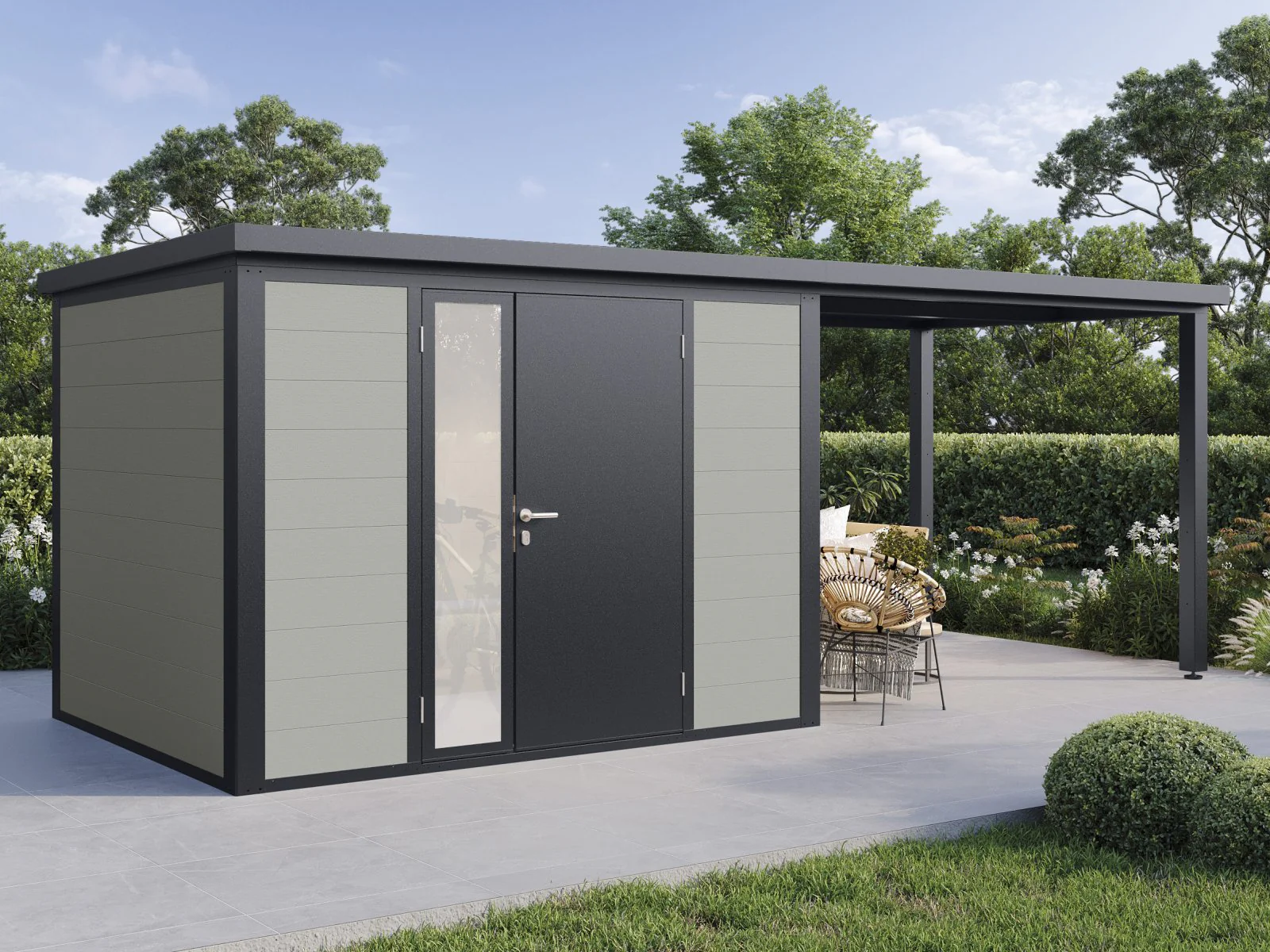 Wolff Finnhaus WPC-Haus Juna 5823, 19 mm, 2-farbig in Anthrazit/Hellgrau - Image 2