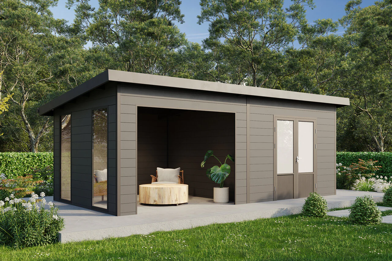 Wolff Finnhaus WPC-Haus Tona 6024 Anthrazit mit Wandpaket - Image 2