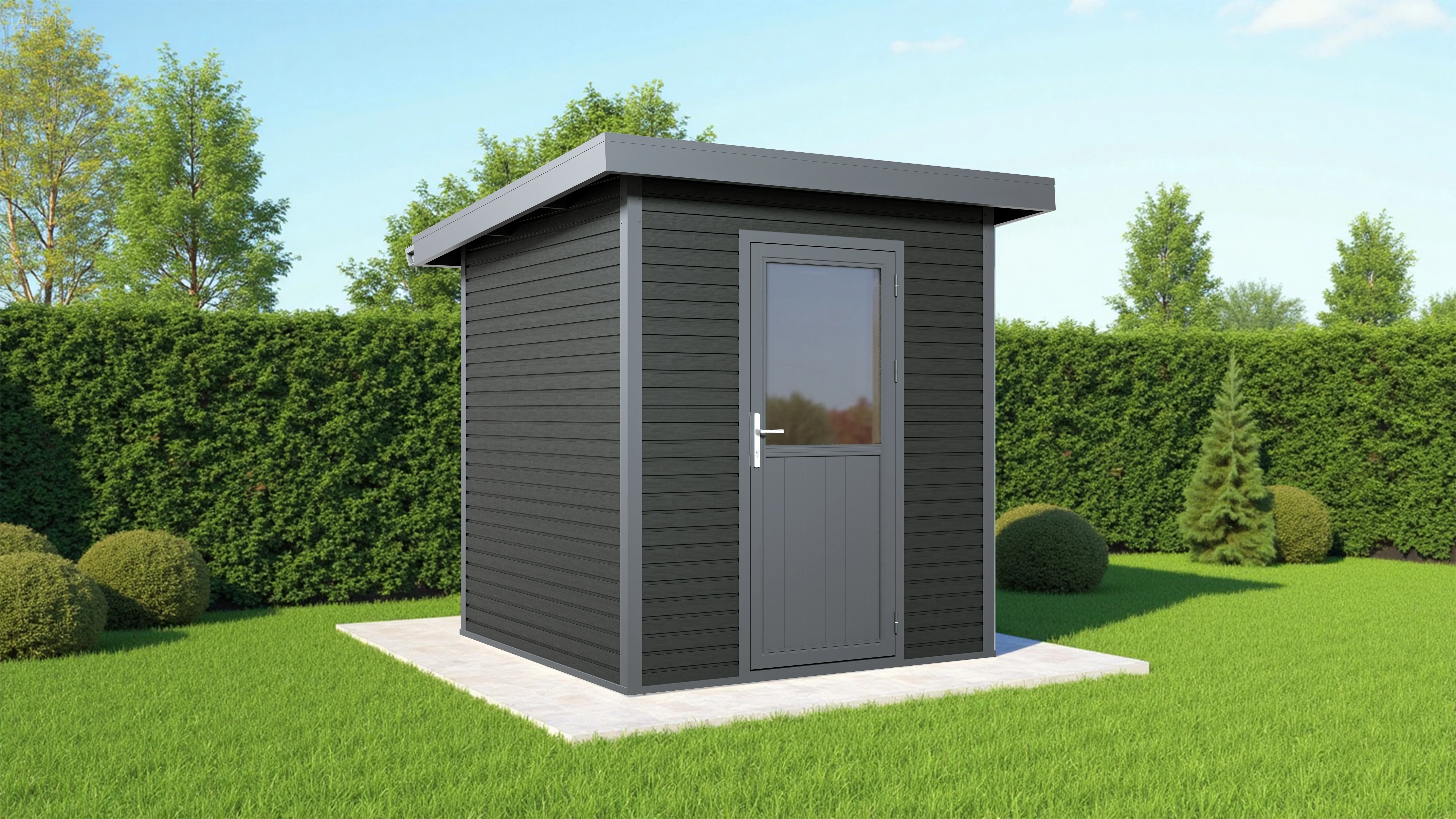 Linholm WPC Gartenhaus Linia 2020 inkl. Dachrinnen-Set, 2-farbig Grau/Anthrazit - Image 5