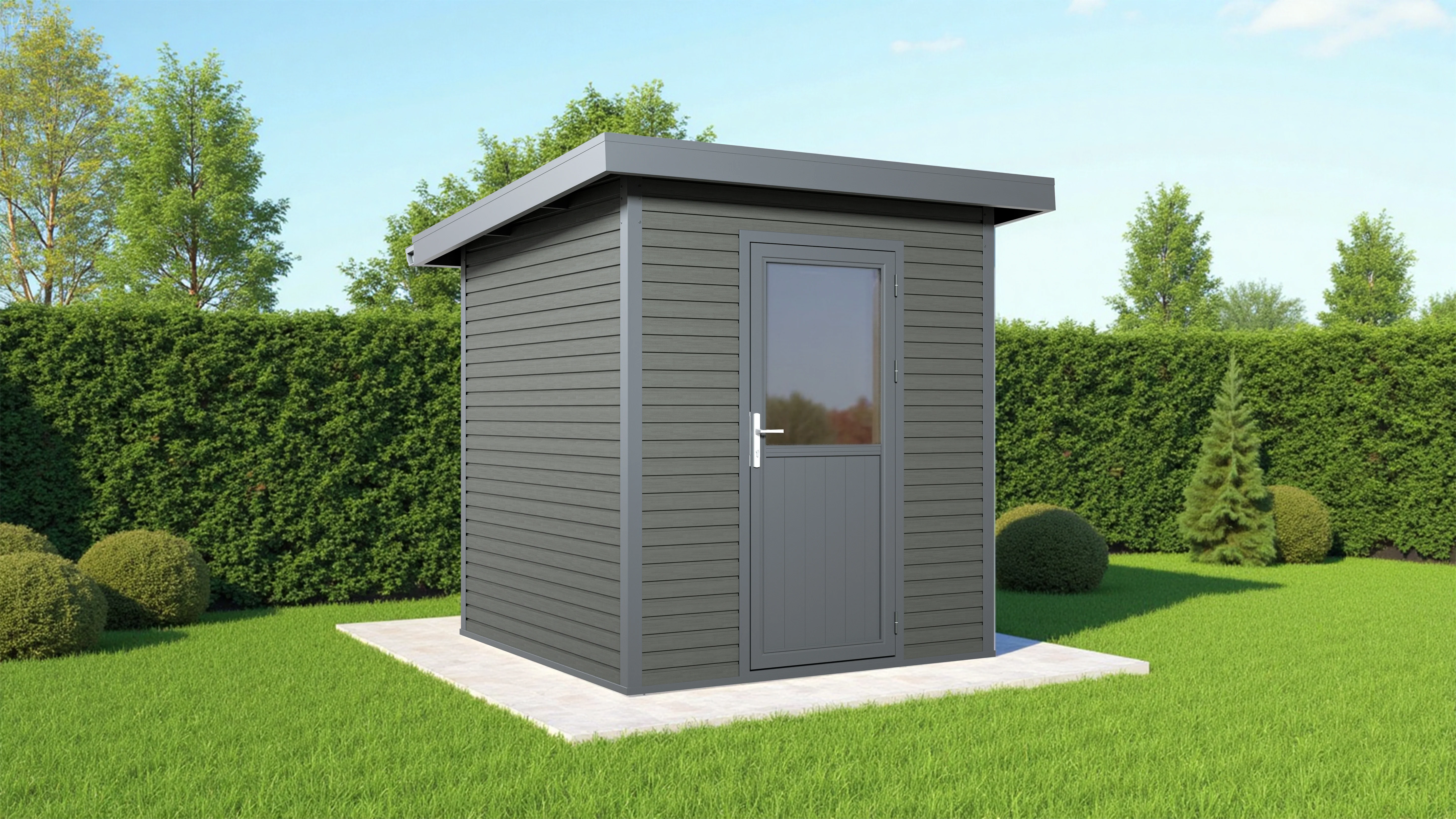 Linholm WPC Gartenhaus Linia 2020 inkl. Dachrinnen-Set, 2-farbig Grau/Anthrazit - Image 6