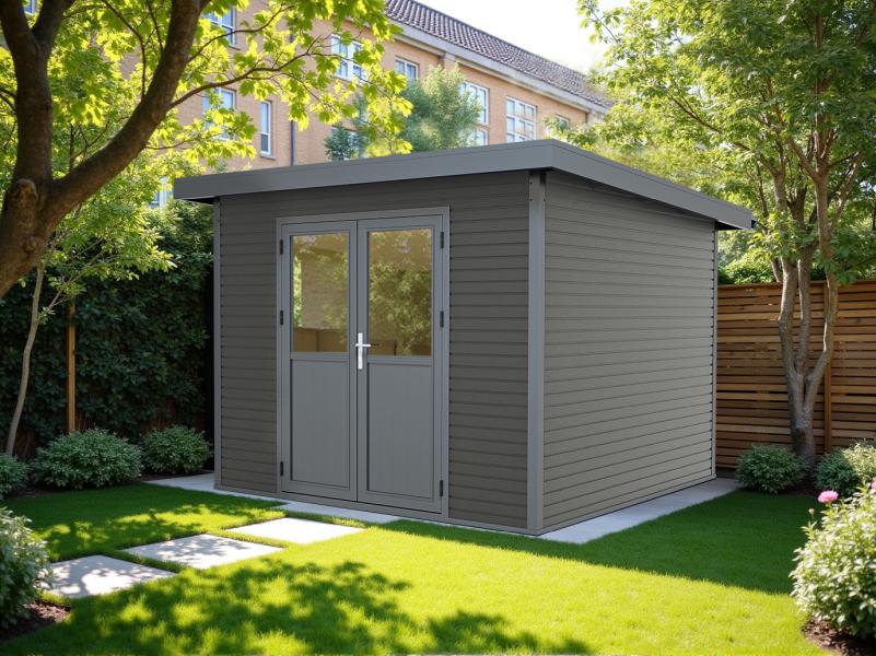 Linholm WPC Gartenhaus Linia 2828 inkl. Dachrinnen-Set, 2-farbig in Grau/Anthrazit - Image 11