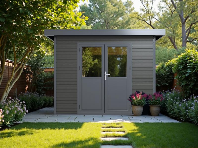 Linholm WPC Gartenhaus Linia 2828 inkl. Dachrinnen-Set, 2-farbig in Grau/Anthrazit - Image 12
