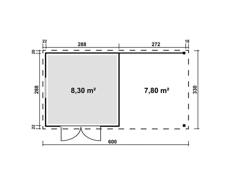 Linholm WPC Gartenhaus Linia 5628 mit Anbaudach und Rückwand, inkl. Dachrinnen-Set, Anthrazit - Image 3
