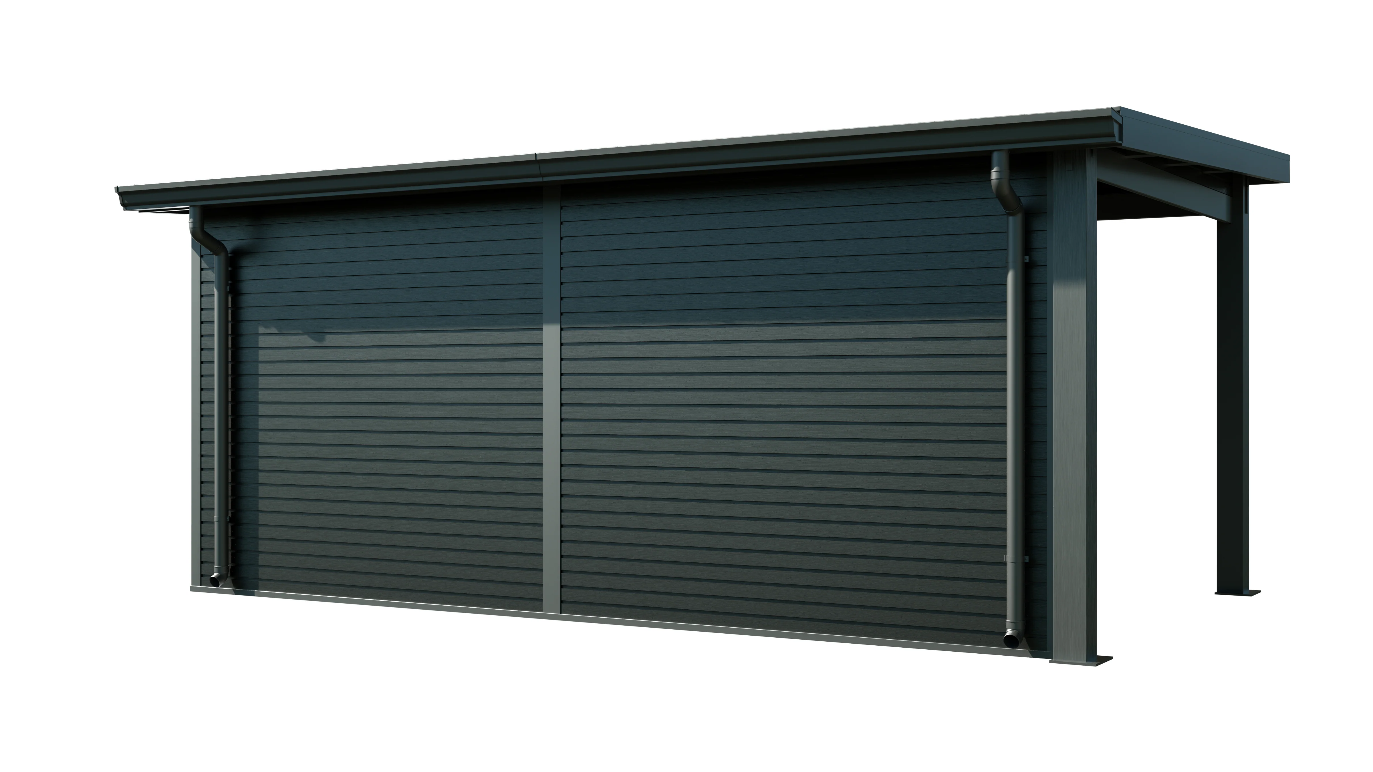Linholm WPC Gartenhaus Linia 5228 mit Anbaudach und Rückwand, inkl. Dachrinnen-Set, Anthrazit - Image 21