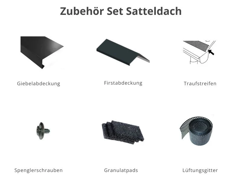 Zubehör Set für Karibu Gartenhaus Theres 7 natur- 2 Dachbausbauelemente