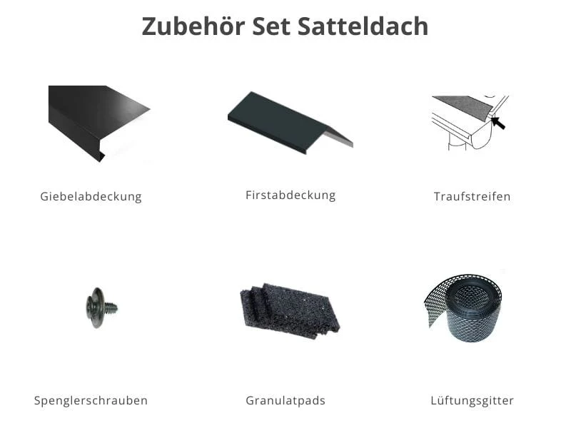 Zubehör Set für Karibu Theres 3 terragrau- 1 Dachbausbauelement